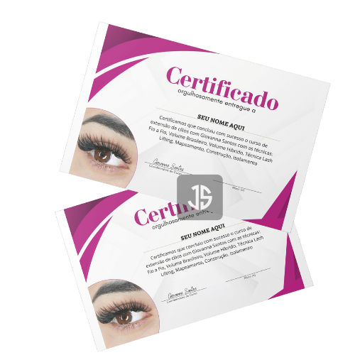 certificado de conclusao curso de lash designer